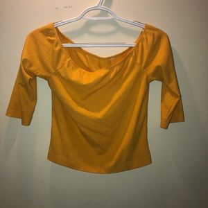Yellow off the shoulder crop top